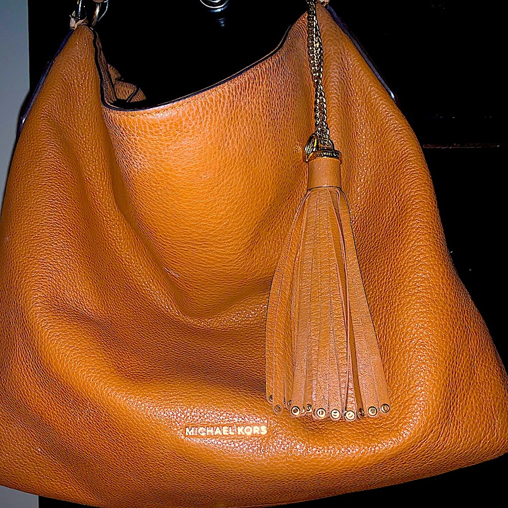 Michael Kors light brown over the shoulder purse